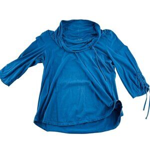 Neon Buddha Womens Teal 3/4 Sleeve Cowl Neck Top XL